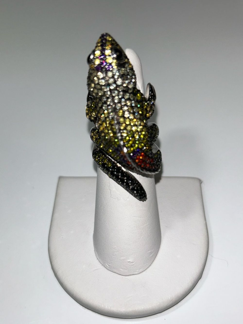 NWOT Sterling Silver Crystal Pave Gecko Lizard Ring - Picture 4 of 11